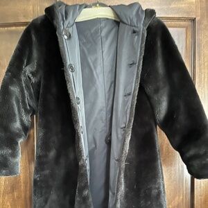 Girl's Reversible Black Winter Coat- Sz- L/XL